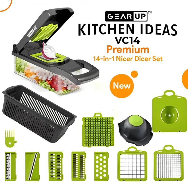 GearUP VC14 Premium 14-in-1 Vegetable and Fruits Multifunction Cutting Slicer Kitchen Tools